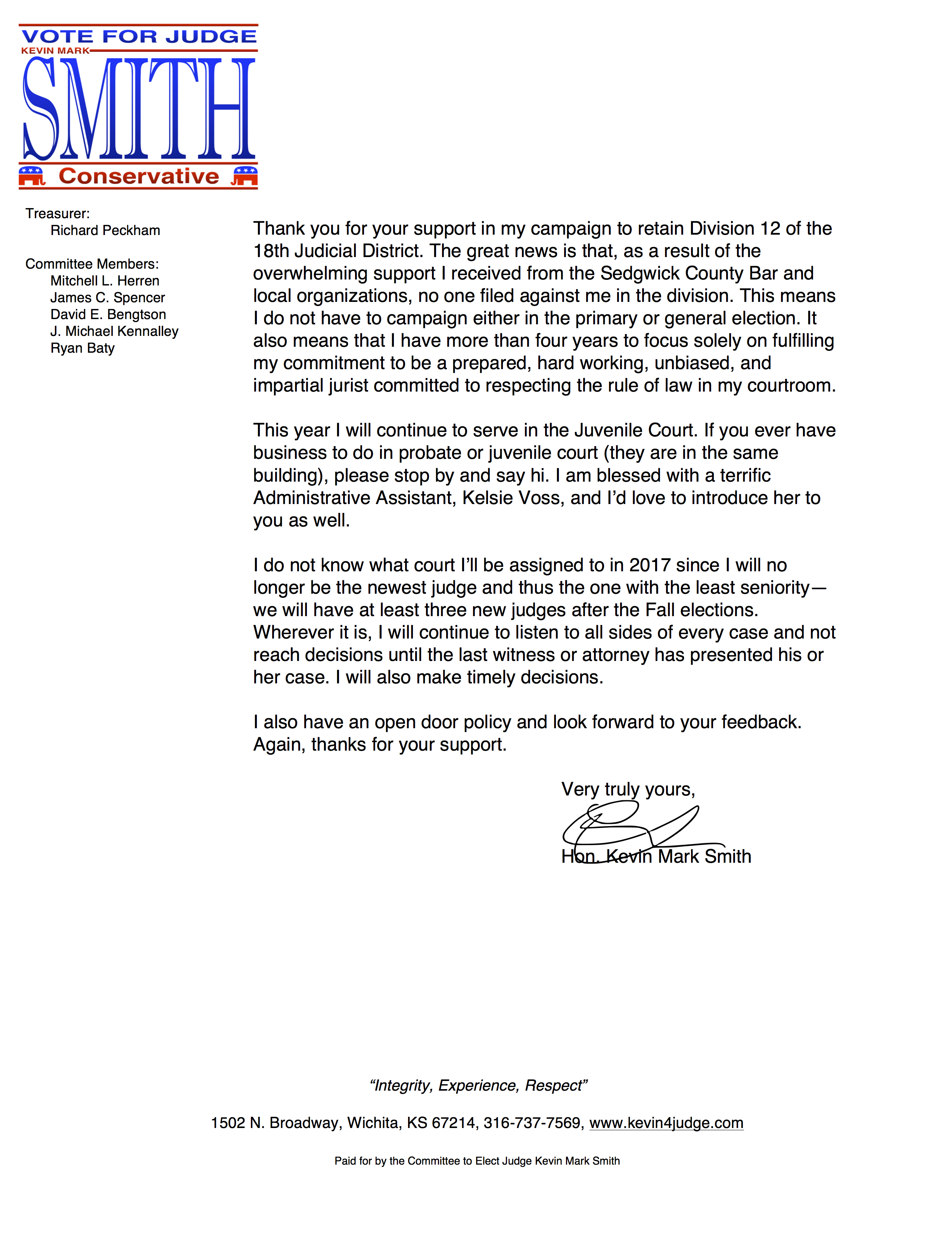 2016 campaign closure letter